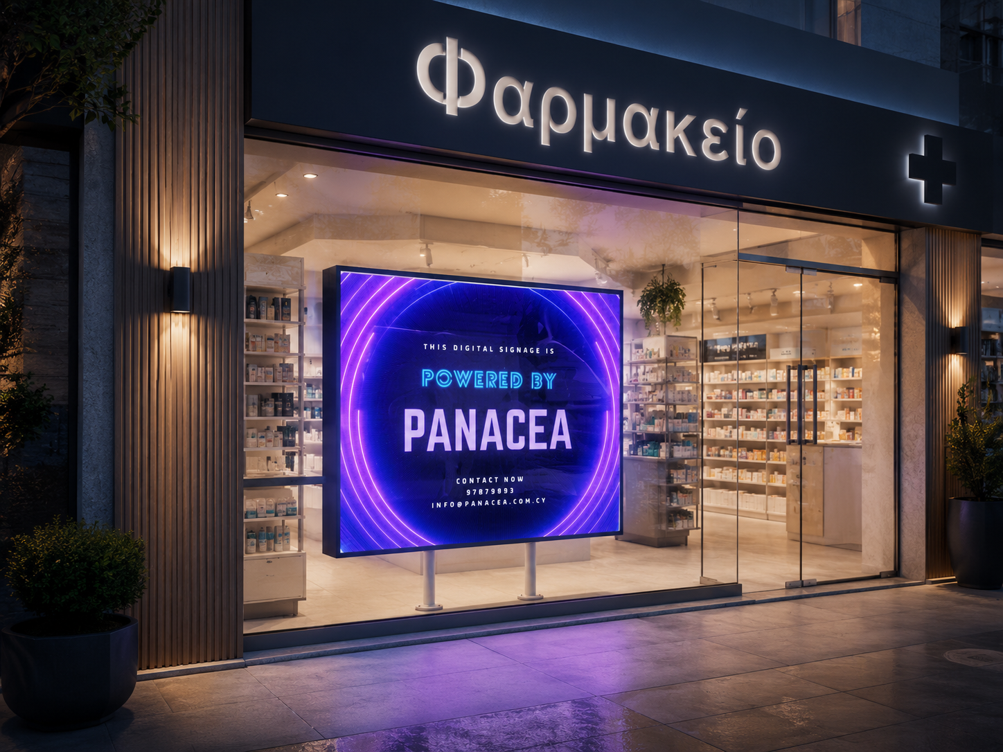 Panacea digital signage in a pharmacy